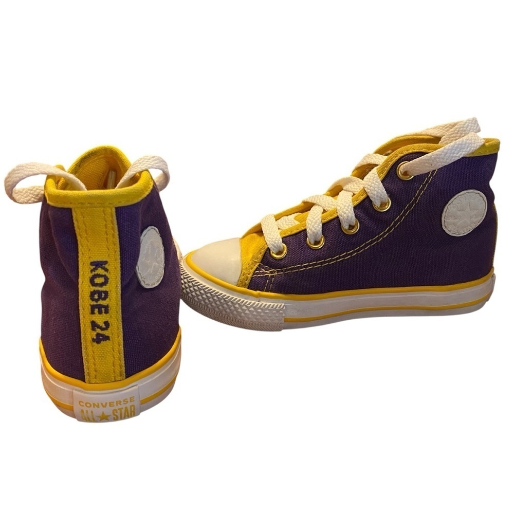 Converse, purple and Gold LA Lakers Kobe 24 fan youth high tops size 8 - Picture 5 of 7